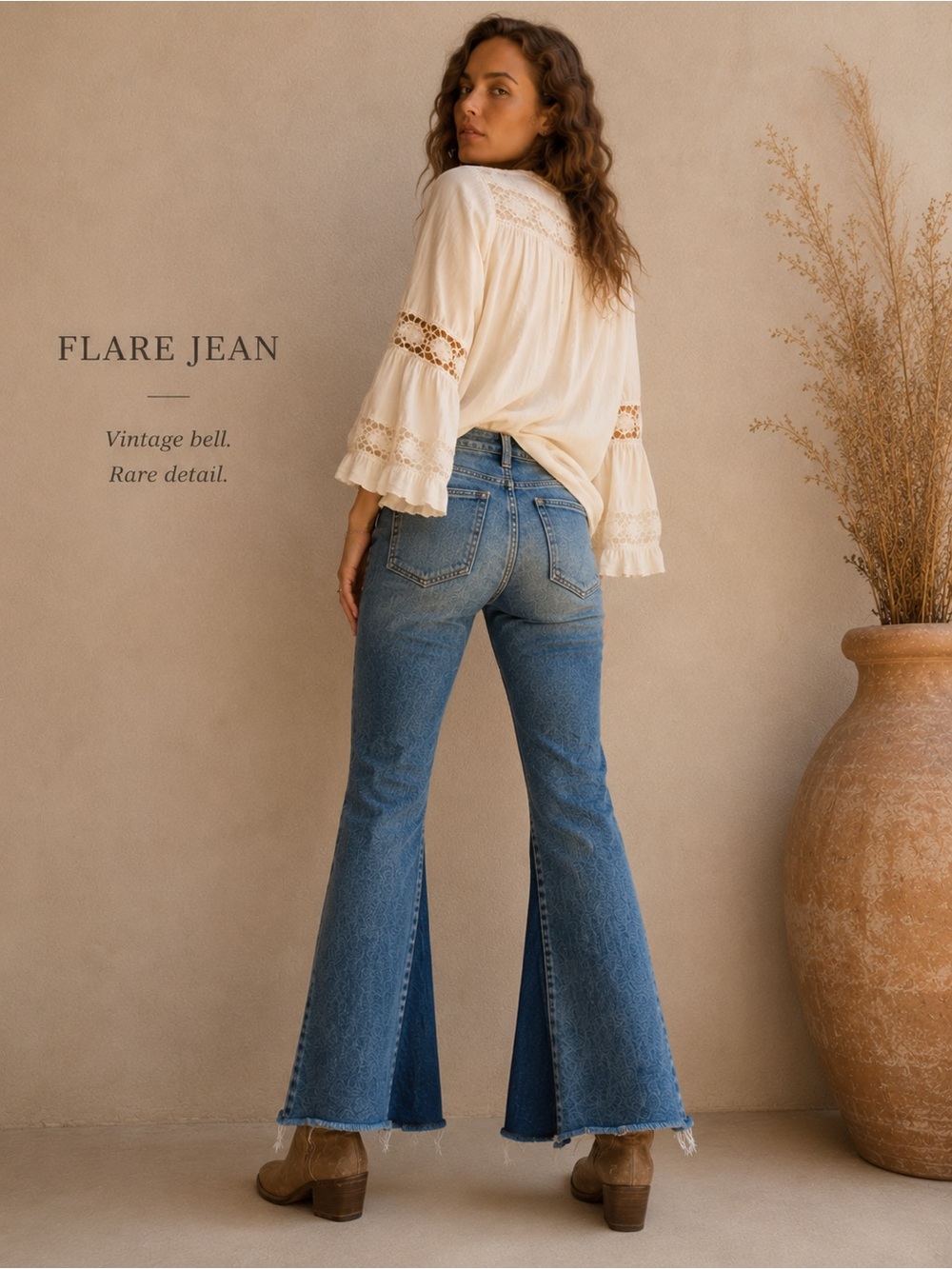 Altar’d State Flare Bell Bottom Jeans Women’s Size 28 Dark Inlay Raw Hem Boho